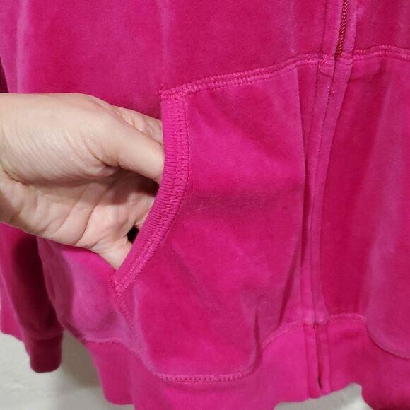 Y2K 2 Piece Hot Pink Stripper Gentleman's Club Employee Velour Tracksuit Size M - Picture 8 of 13